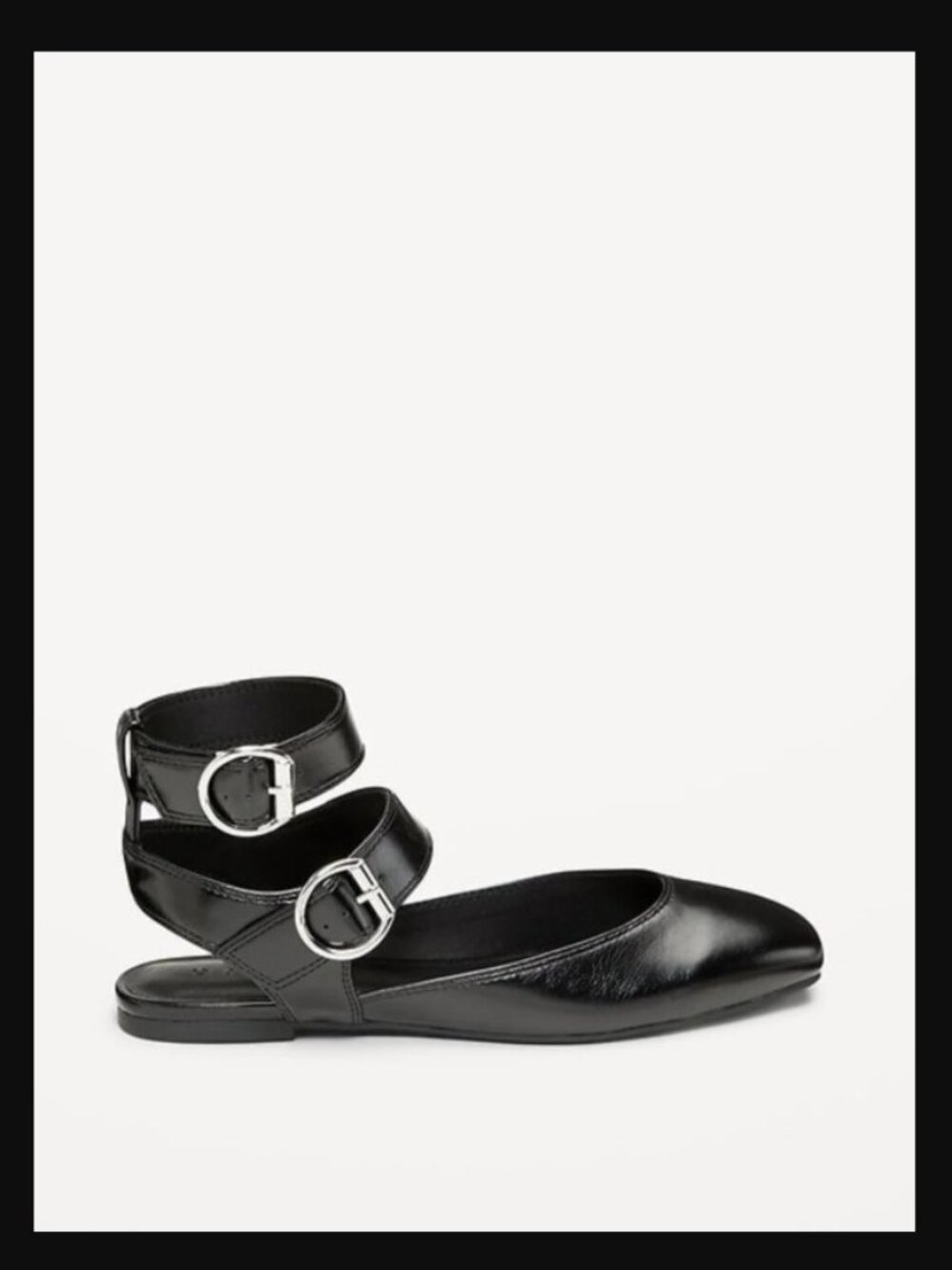 EUC black Old Navy double buckle ballet slipper sandals flats size 8